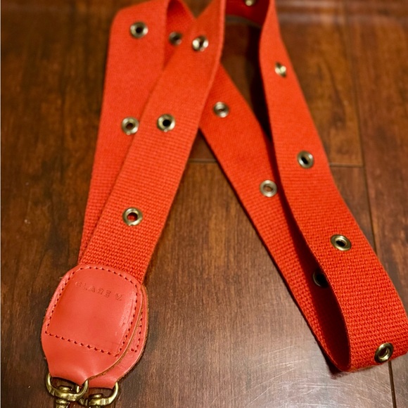 Clare V Accessories - Clare V Canvas Strap in Poppy with Gold Accents - Non Adjustable